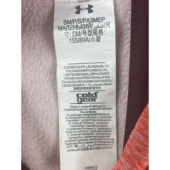 Under Armour ColdGear Pullover Hoodie Women's S Orange Logo Long Sleeves Pockets - Picture 8 of 9